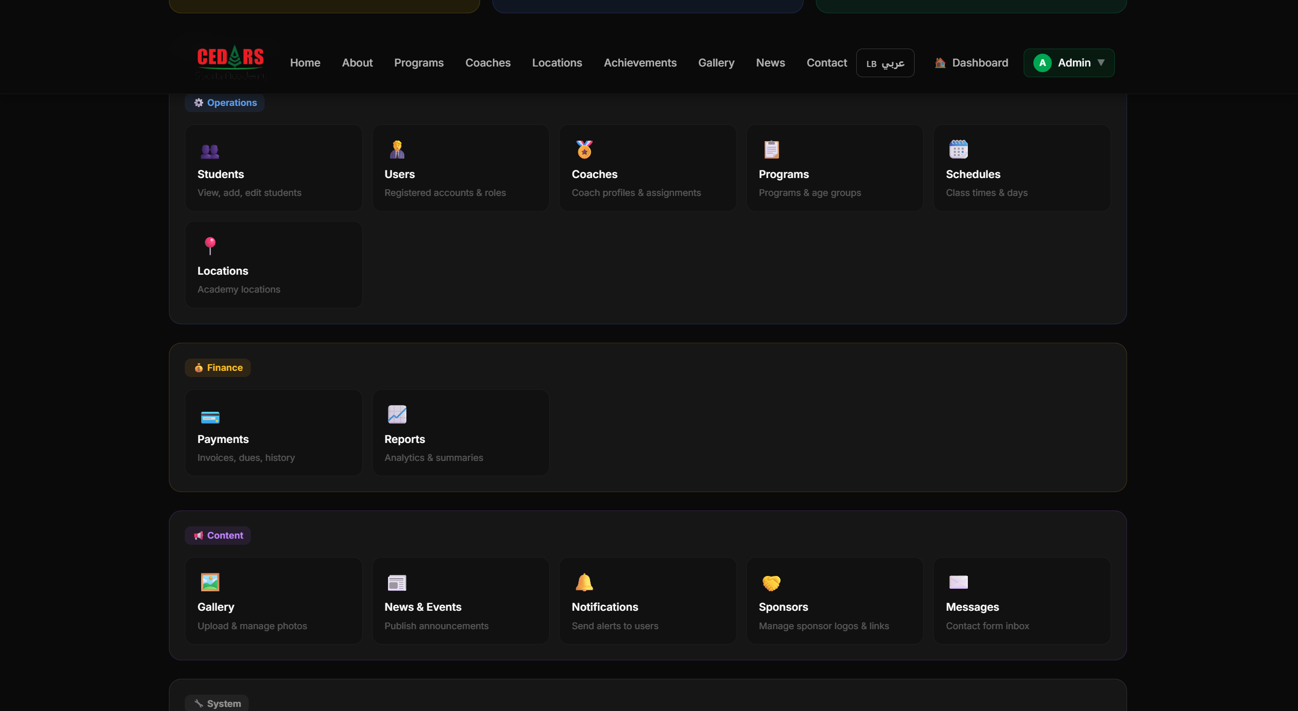 Admin Dashboard